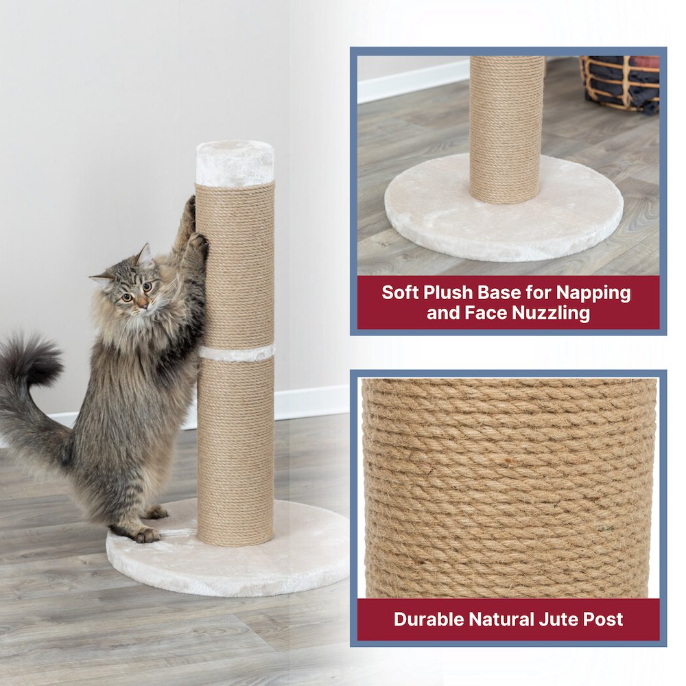 Rue Sisal & Plush 31.5" XXL Cat Scratching Post for Large Cats, Plush Base