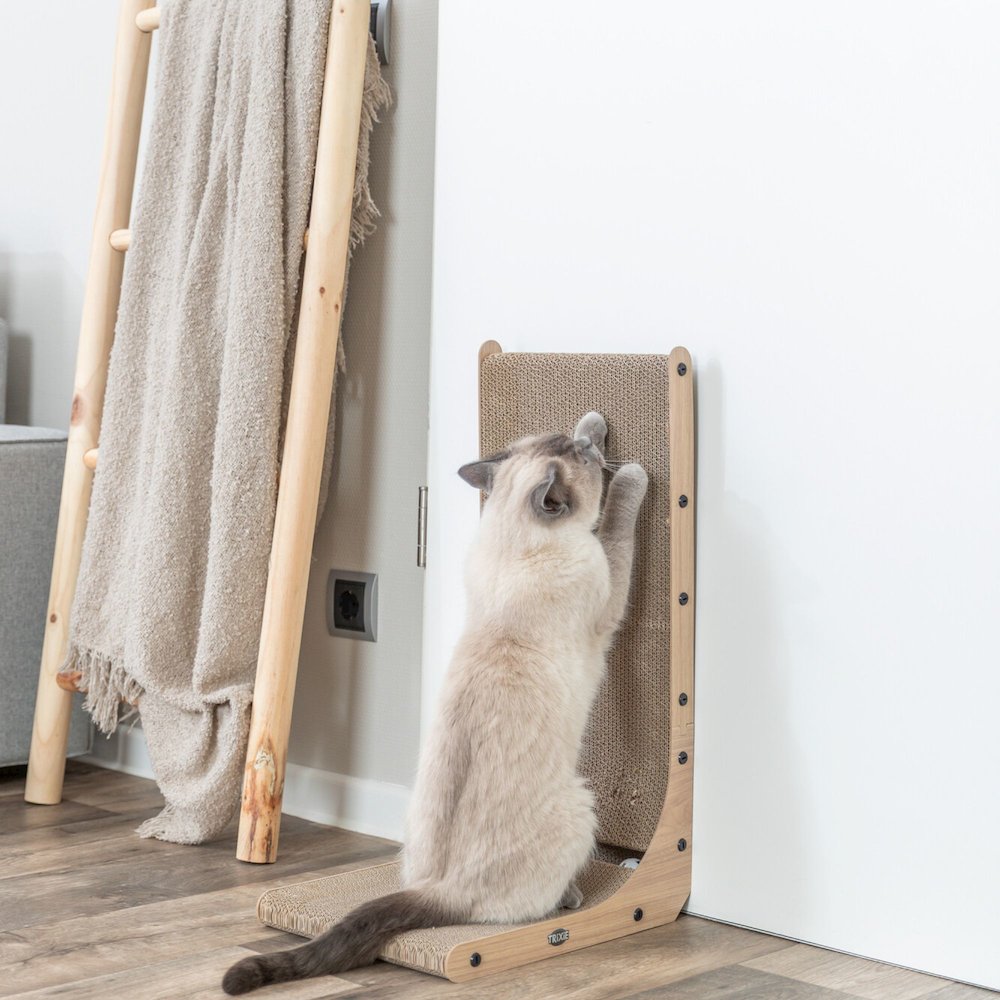 25.6" L-Shaped Cat Scratching Board Catnip & Silvervine with Built-In Ball Toy