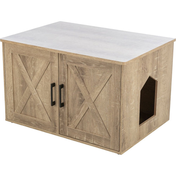 XL Farmhouse Litter Box Enclosure, Hidden Litter Box Cabinet or End Table