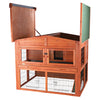 Deluxe Weatherproof Outdoor 2-Story Large Wooden Small Animal Hutch, Run, Tray