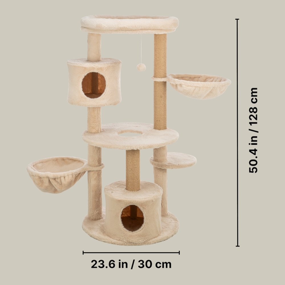 Anna Jute 50" Cat Tree Scratching Posts Condos Hammocks Perches Cat Toy, Beige