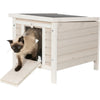 natura 1-Story Weatherproof Small Outdoor Cat House with Hinged Roof, Gray