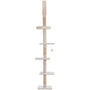 Kobe Sisal & Plush 90.5"-104" Ceiling Mount Cat Tree, 4-Level Cat Tower, Beige