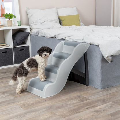 4-Step Pet Stairs, Lightweight and Collapsible Steps Ideal for Dogs & Cats, Gray