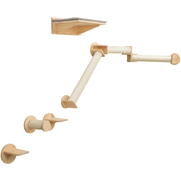 Wall Set 6 Multi-Level Wall Mounted Cat Perch System w-Corner Sisal Posts