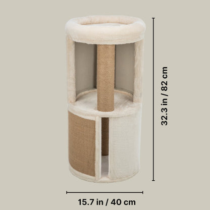 Giorgia Plush & Sisal 32" Cat Condo Tower, Scratching Posts  with Padded Bed