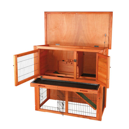Weatherproof Outdoor 2-Story Medium Wooden Small Animal Hutch