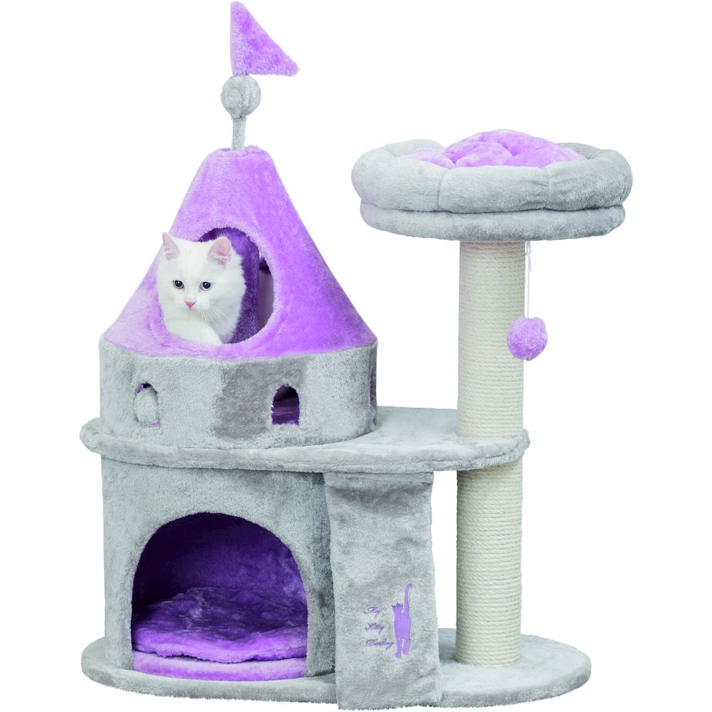 My Kitty Castle Plush 35.5" Cat Tree, Sisal Scratching Posts, Rustling Fabric