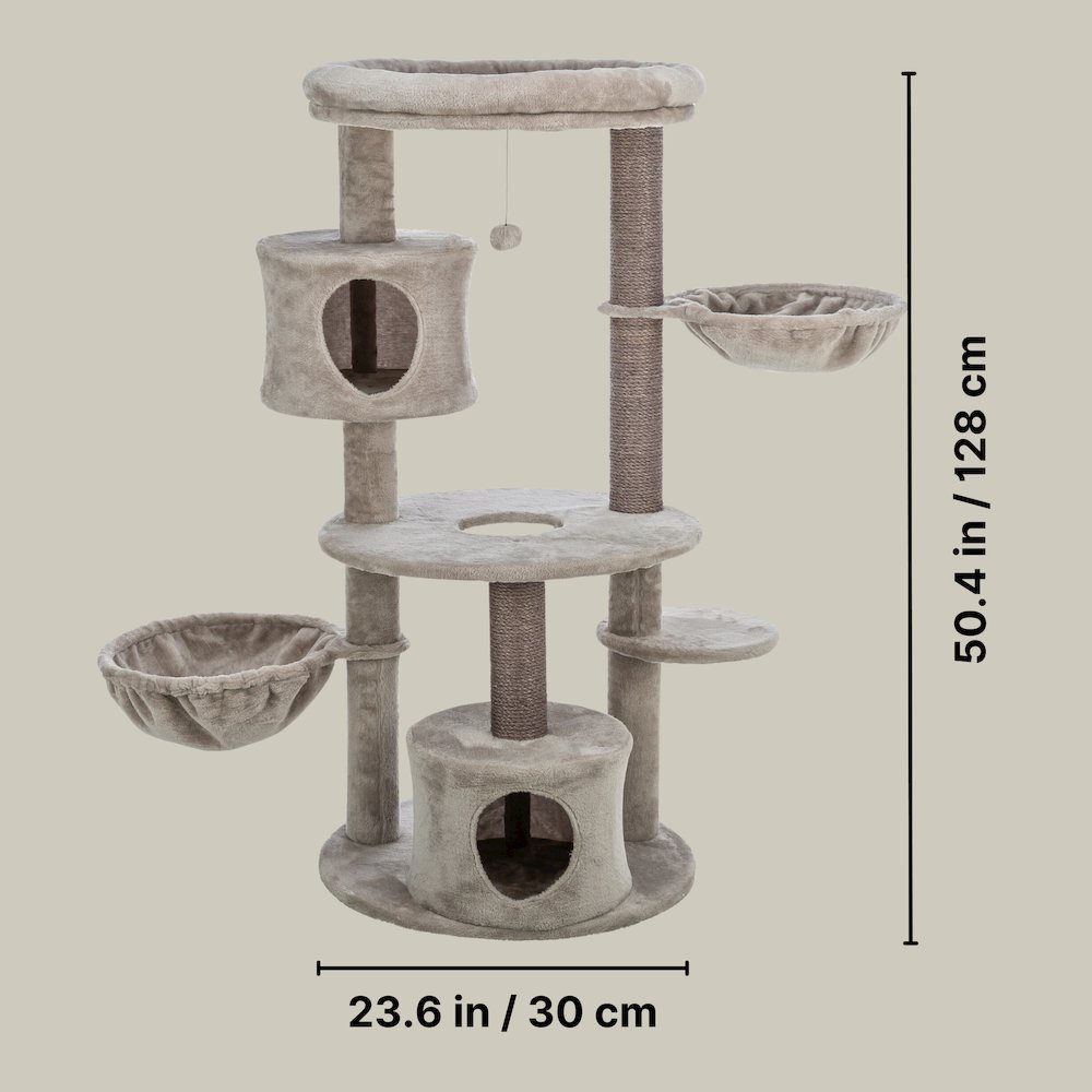 Anna Plush & Sisal 50" Cat Tree Scratching Posts Condos Hammocks Perches Cat Toy