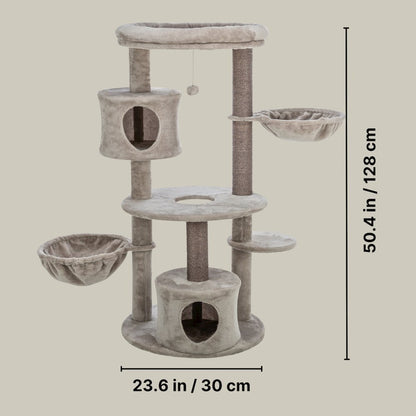 Anna Plush & Sisal 50" Cat Tree Scratching Posts Condos Hammocks Perches Cat Toy