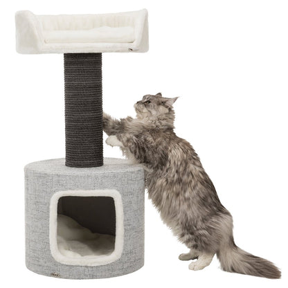 Fonda XXL Sisal & Plush 2-Level 39" Cat Tree with Scratching Post & Condo, Gray