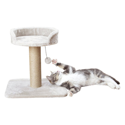 Mica Sisal 18" Cat Scratching Post with Plush Platform, Light Gray-Greige