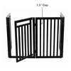 4-Panel Foldable Wood Freestanding Pet Gate, Walk Thru Door, Expands to 80"