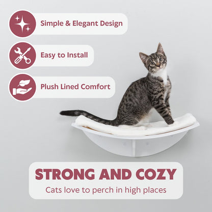 Lea Space Saving Wall Mounted Cat Perch with Soft Cushion, White