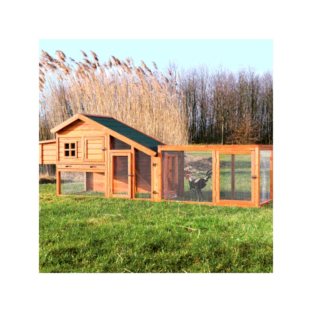 Weatherproof Outdoor Wood & Wire Chicken Run Extension for Chicken Coops, Brown