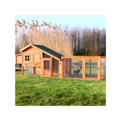Weatherproof Outdoor Wood & Wire Chicken Run Extension for Chicken Coops, Brown