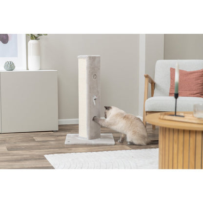 Soria Plush & Sisal 31.5" Square Scratching Posts, Cat Toys for Hunting, Greige