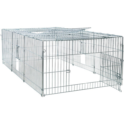 Enclosed Outdoor 55 cu. Ft. Galvanized Metal Small Animal Cage with 5 Doors