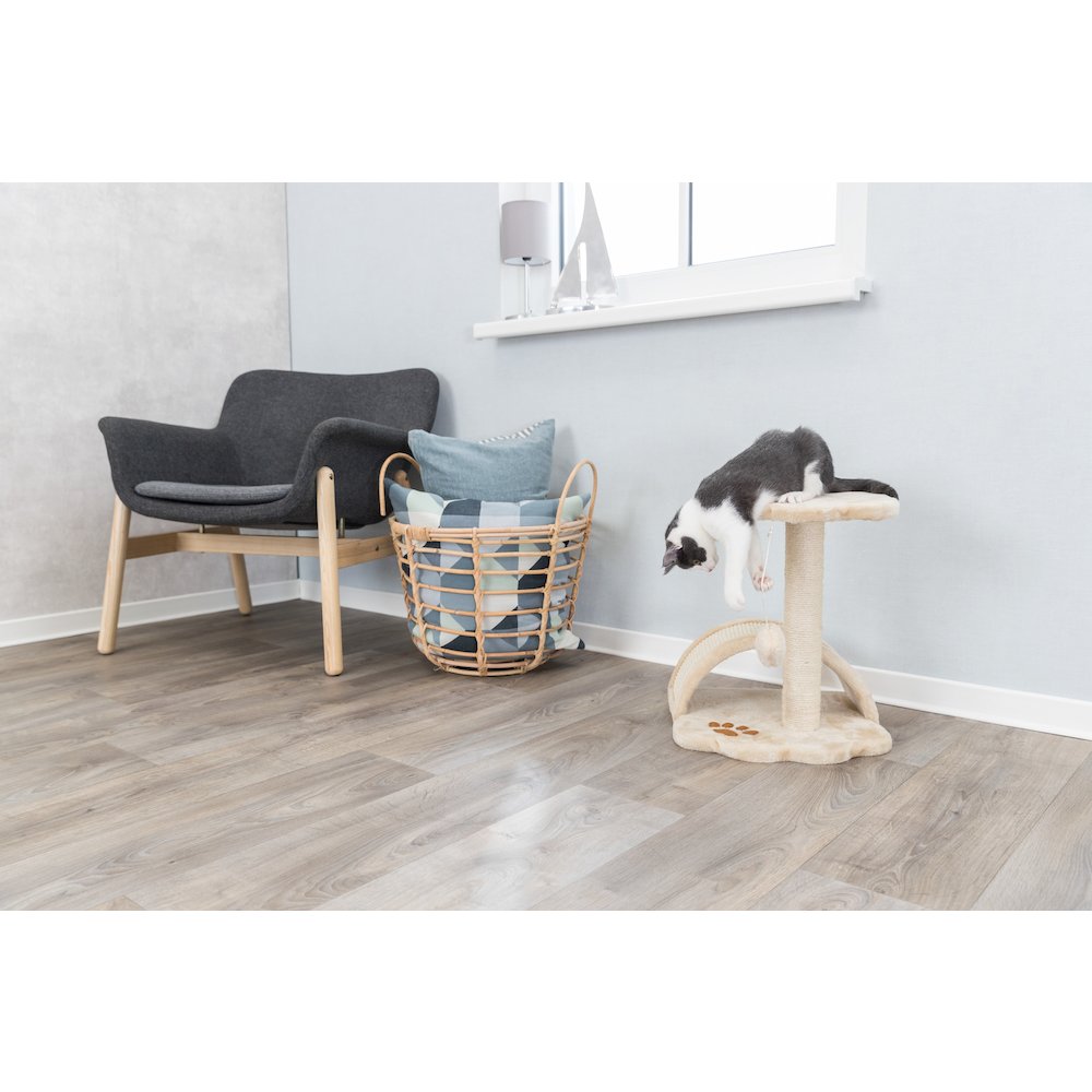 Vitoria Plush & Sisal 17" Cat Scratching Post with Platform, Beige