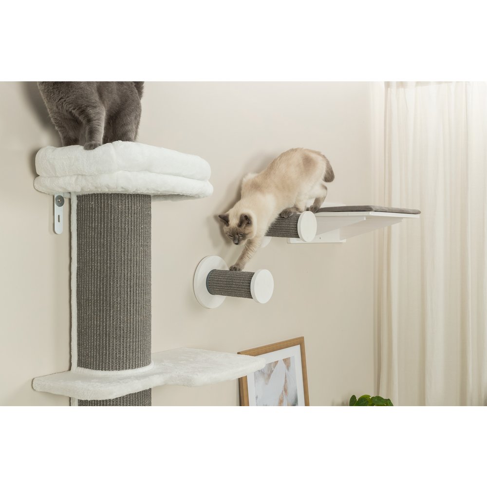 Wall Set 3 Wall Mounted Sisal Cat Perch System with 3 Scratcher Steps, Gray