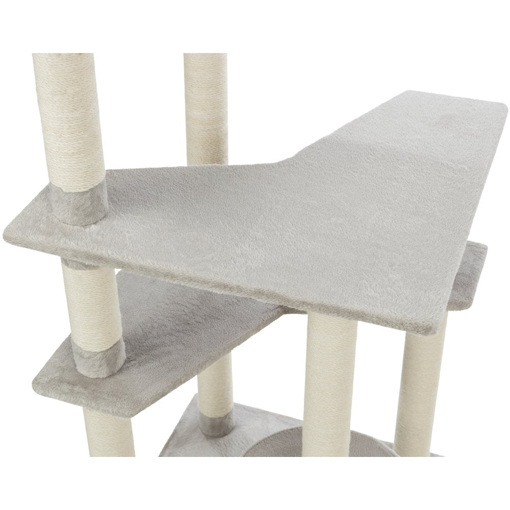 Seli Plush 4-Level 59" Cat Tree with Sisal Scratching Posts, Condo & Cat Toy