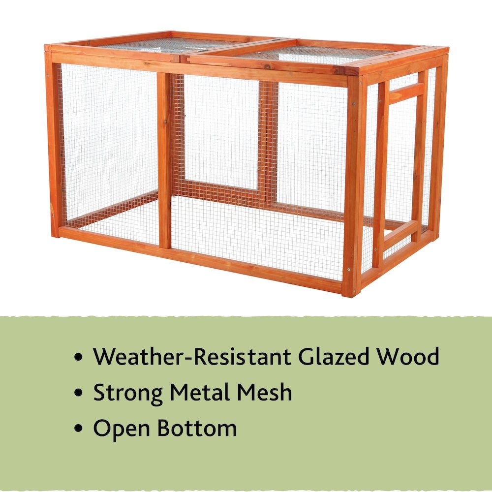 Weatherproof Outdoor Wood & Wire Chicken Run Extension for Chicken Coops, Brown