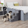 4-Step Foldable Velour Pet Stairs with Storage, Gray