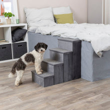 4-Step Foldable Velour Pet Stairs with Storage, Gray