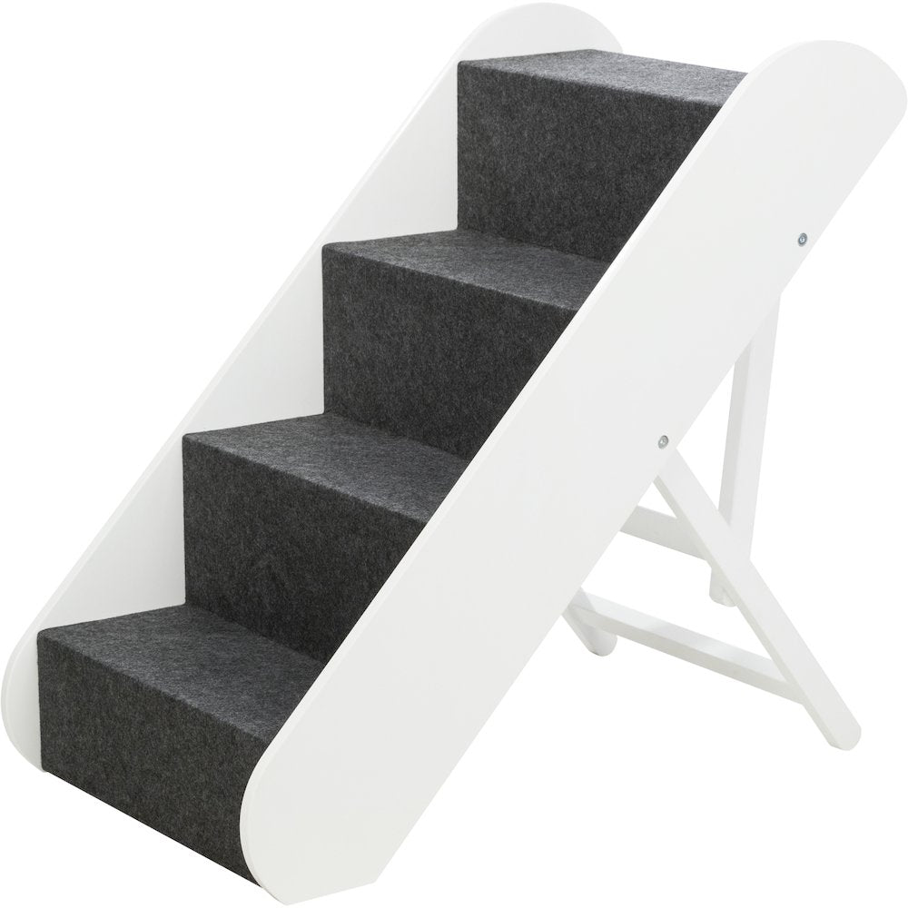 Adjustable 4-Step Pet Stairs, White