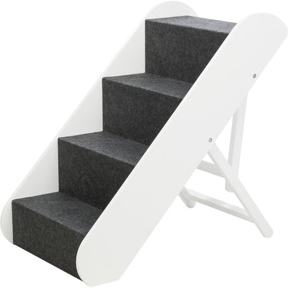 Adjustable 4-Step Pet Stairs, White