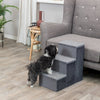 3-Step Foldable Velour Pet Stairs with Storage, Gray
