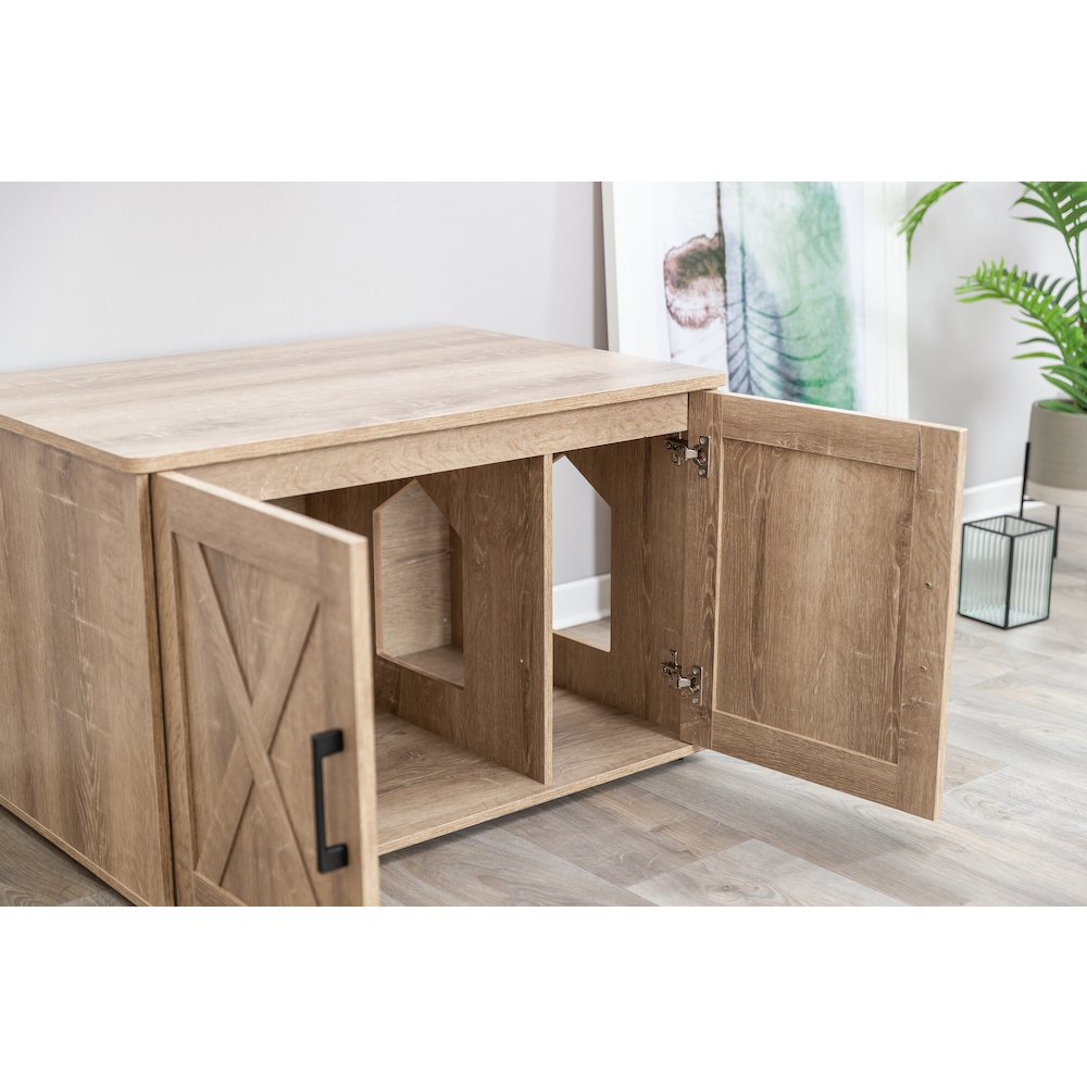 XL Farmhouse Litter Box Enclosure, Hidden Litter Box Cabinet or End Table