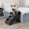 4-Step Wooden Pet Stairs with Adjustable Height and Carpet Treads, Brown
