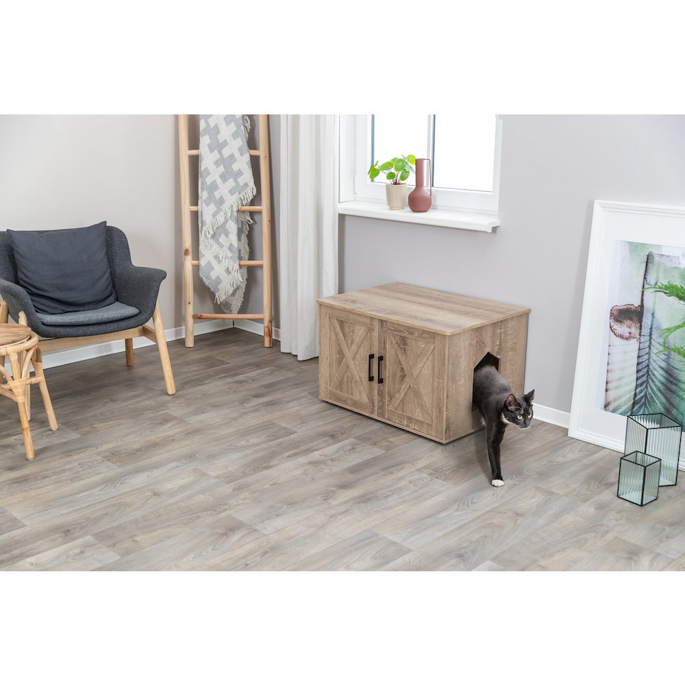 XL Farmhouse Litter Box Enclosure, Hidden Litter Box Cabinet or End Table