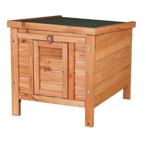 Outdoor Wooden Small Animal Home with Hinged Roof, Raised Floor for Rabbits