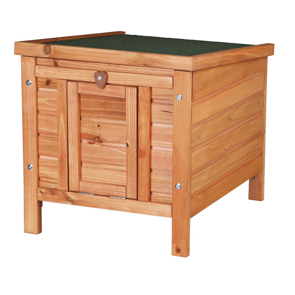 Outdoor Wooden Small Animal Home with Hinged Roof, Raised Floor for Rabbits