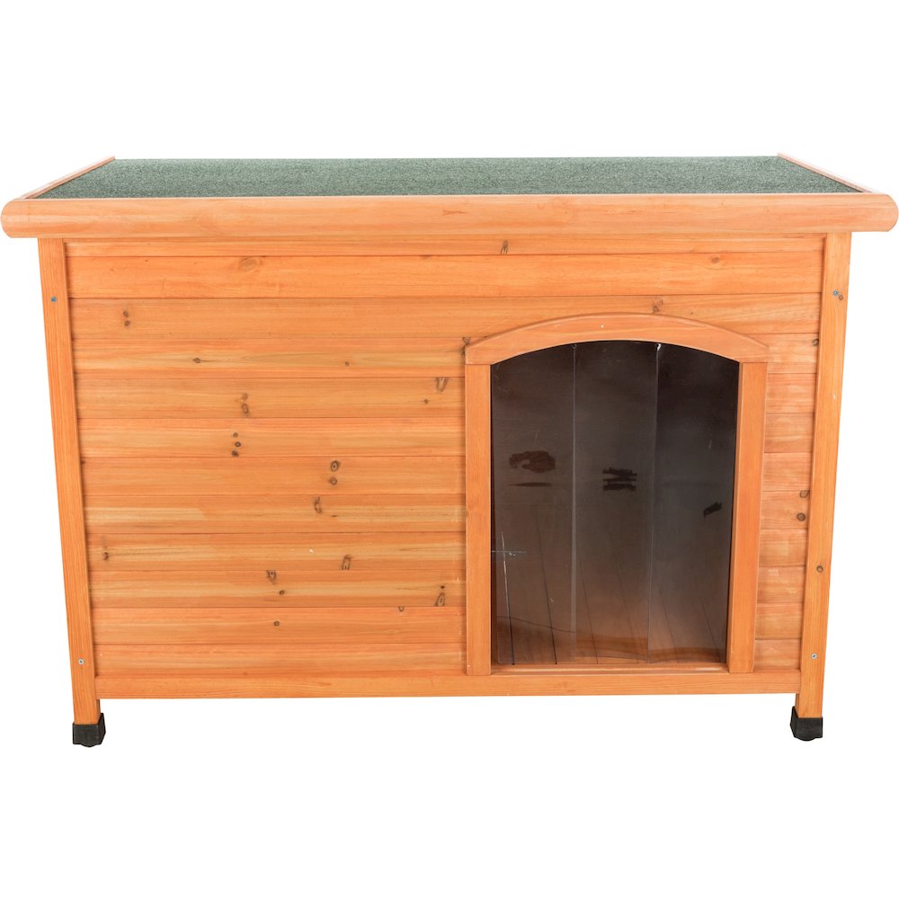 Classic Insulated Weatherproof Wooden Small Outdoor Dog House w-Hinged Roof