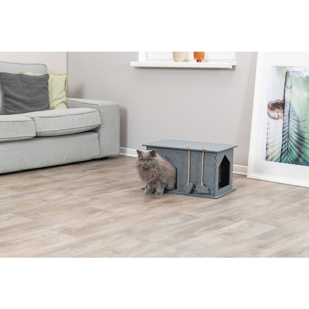 Lene Felt Indoor Cat Condo, Small Cat Hideaway - Cat Toy, Jute Scratching Pads