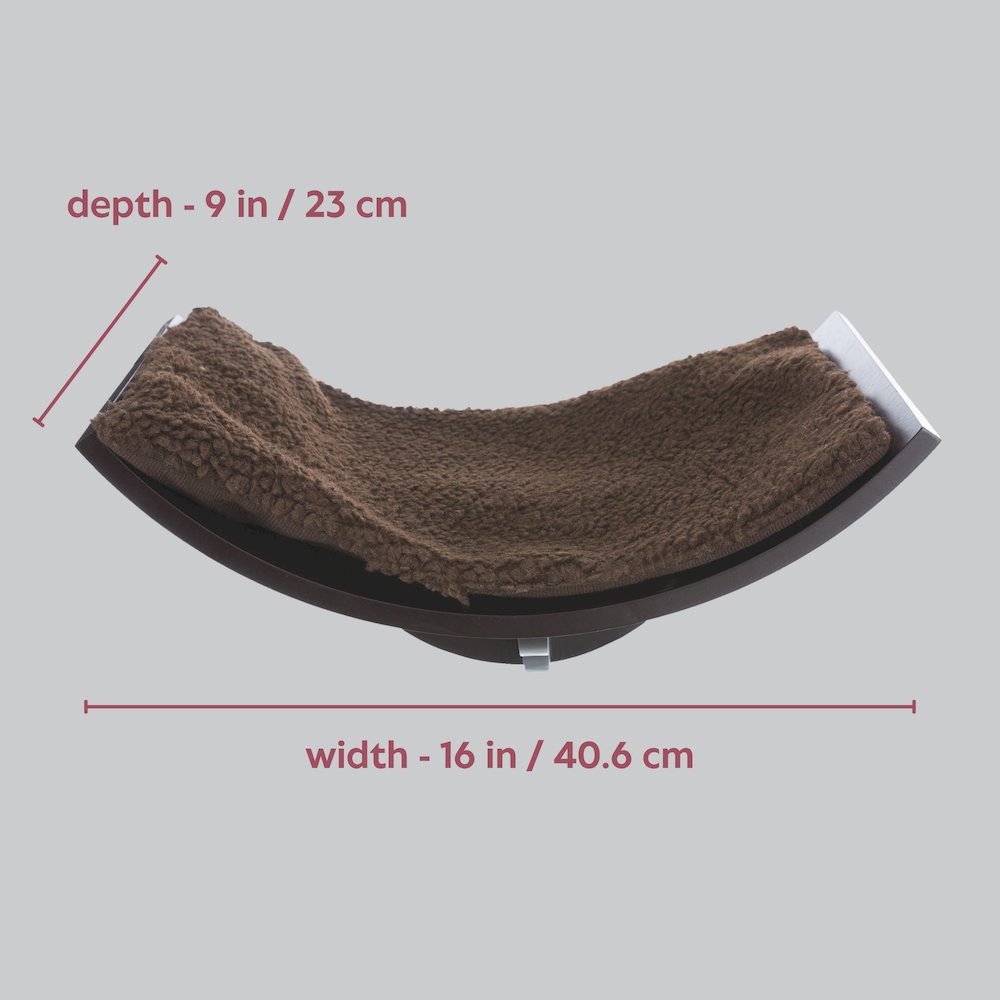 Lorena Space Saving Wall Mounted Cat Perch with Soft Cushion, Brown