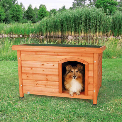 natura Classic Elevated Weatherproof Wooden Small Outdoor Dog House Roof