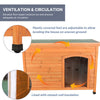 Classic Insulated Weatherproof Wooden Small Outdoor Dog House w-Hinged Roof