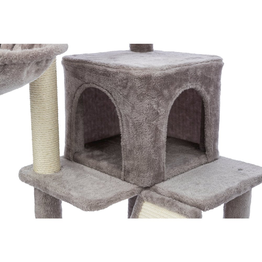 Pepito Plush & Sisal 2-Level 39.4" Cat Tree with Scratching Posts & Condo, Gray