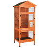 Large 70" Indoor-Outdoor Wooden Birdcage with 3 Front Doors & 2 Perches, Brown