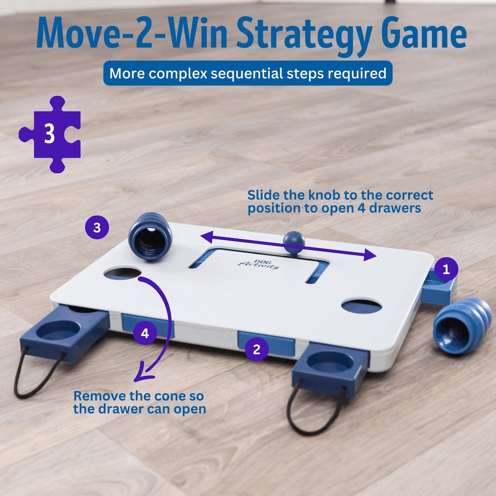 Dog Activity Move2Win Strategy Game, Level 3, Advanced Dog Puzzle Toy,