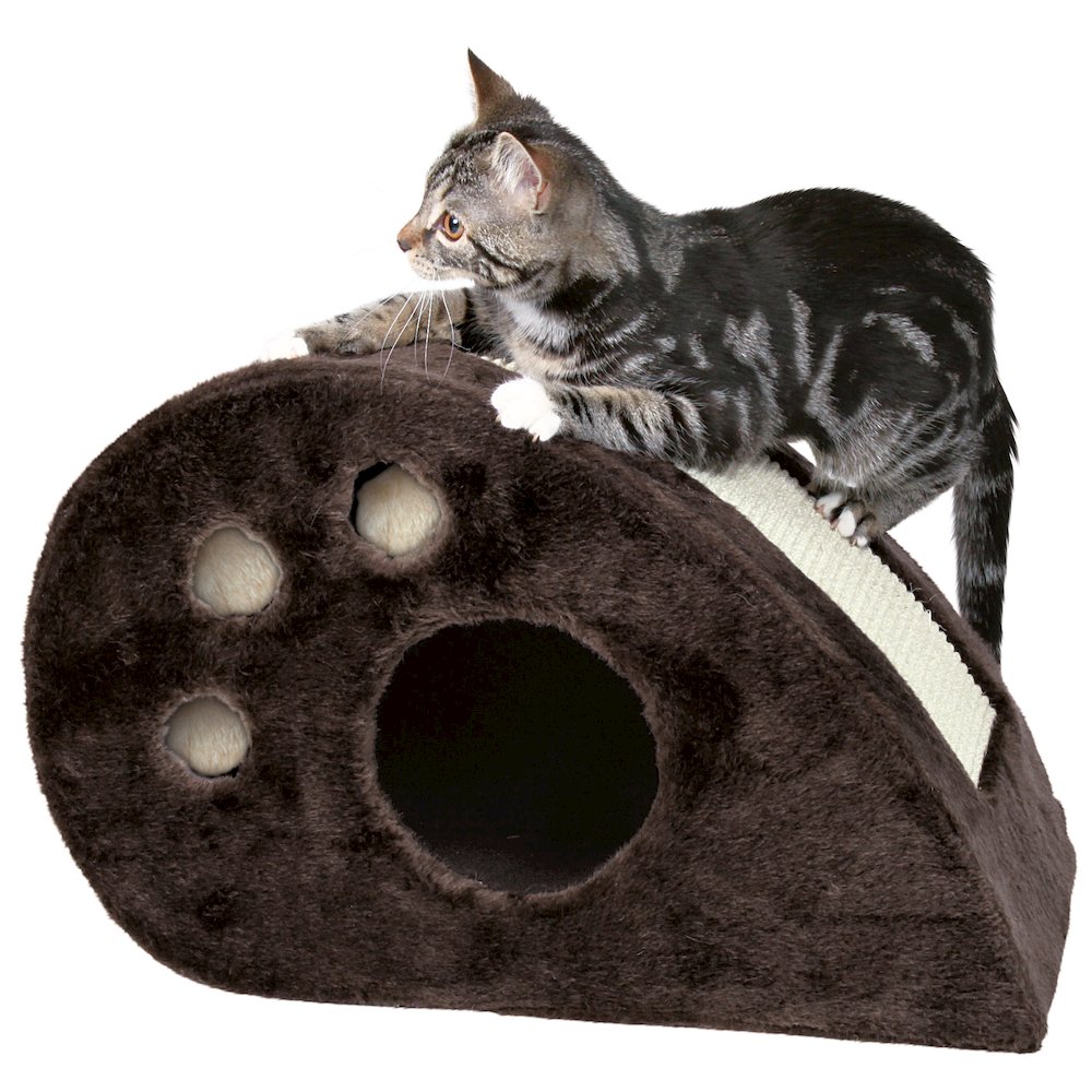Topi Plush Cover Indoor Cat Condo with Sisal Scratching Surface & Cat Toys