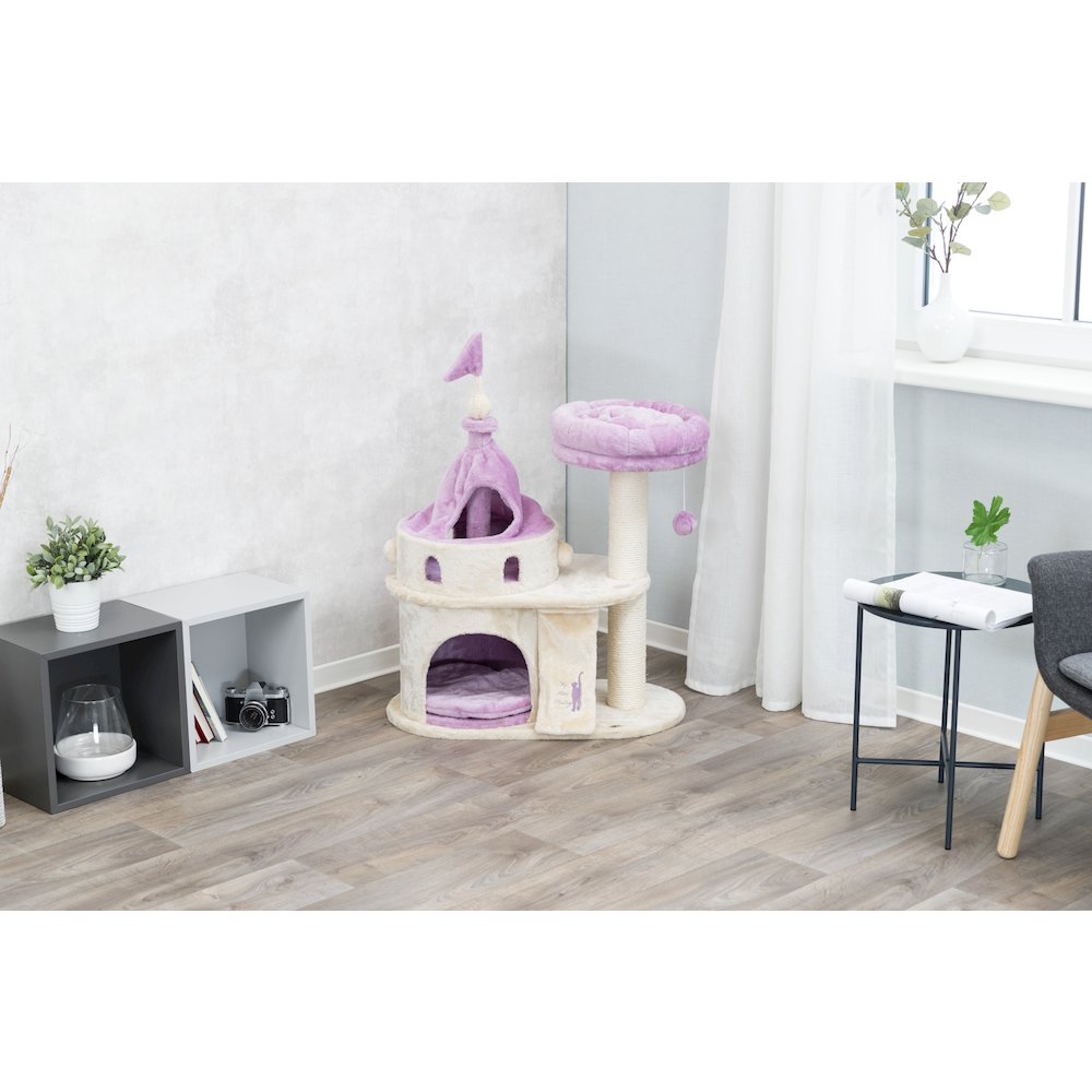 My Kitty Castle Plush 35.5" Cat Tree, Sisal Scratching Posts, Rustling Fabric