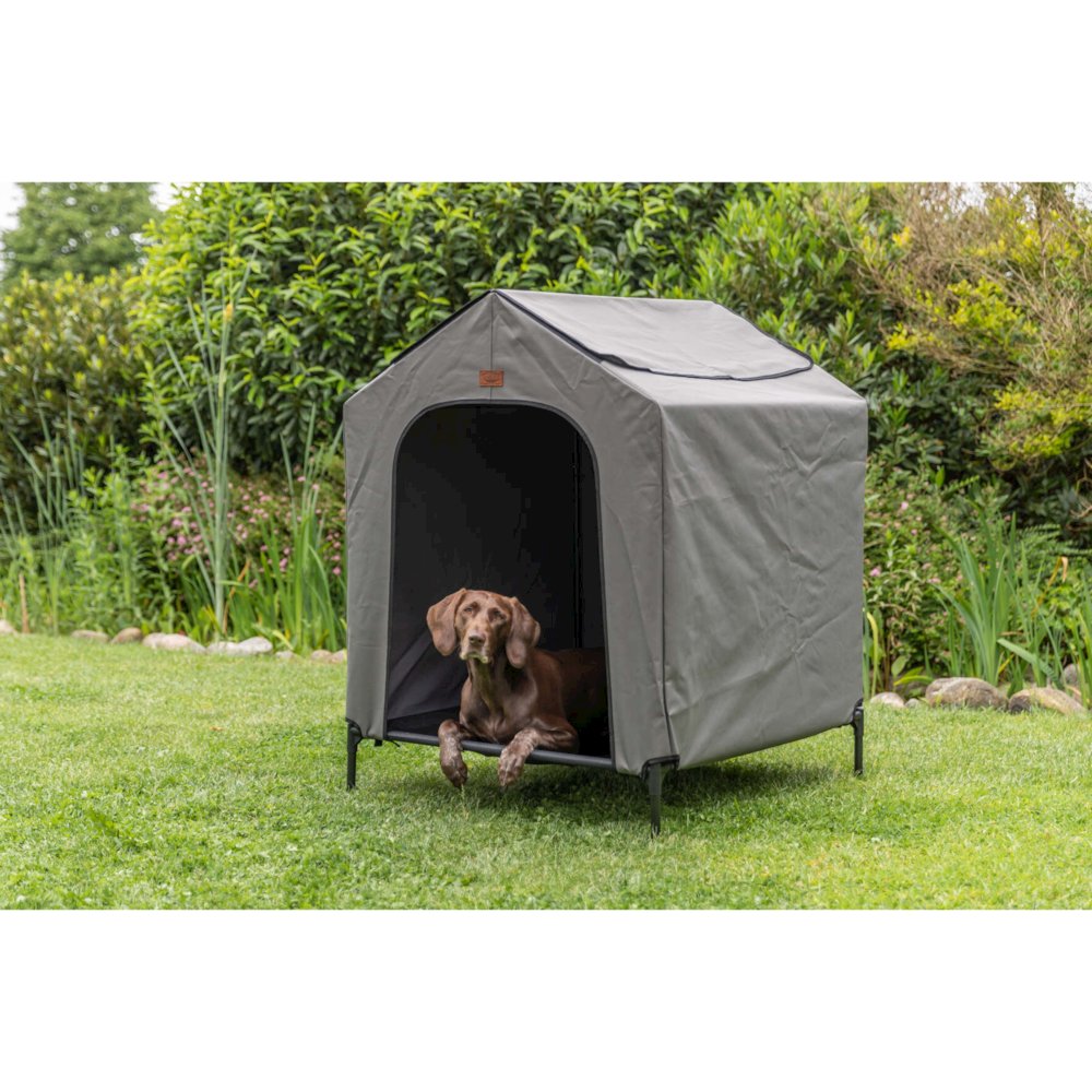 2-in-1 Elevated Portable Dog House or Dog Cot & Tent for Medium-Large Dogs
