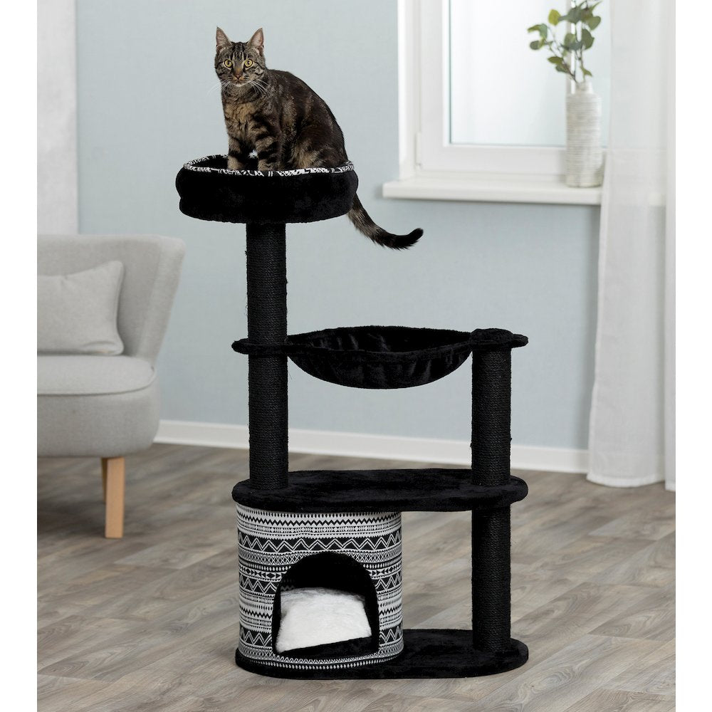 Giada Plush & Sisal 4-Level 44" Cat Tree with Scratching Posts, Condo & Hammock