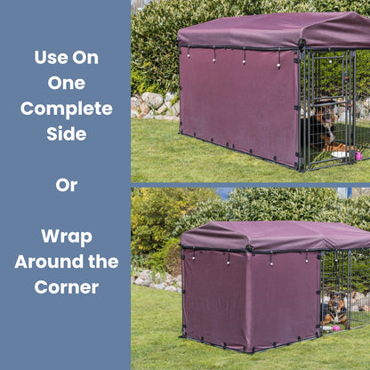 Dog Kennel Sunshade, All Weather Side Panel, Fits 8x4x4.5-FT Kennel, Burgundy