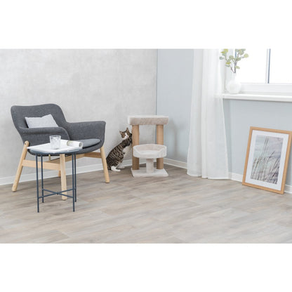 Isaba Plush 2-Level 24.4" Cat Tree with Sisal Scratching Posts, 2 Perch, Greige